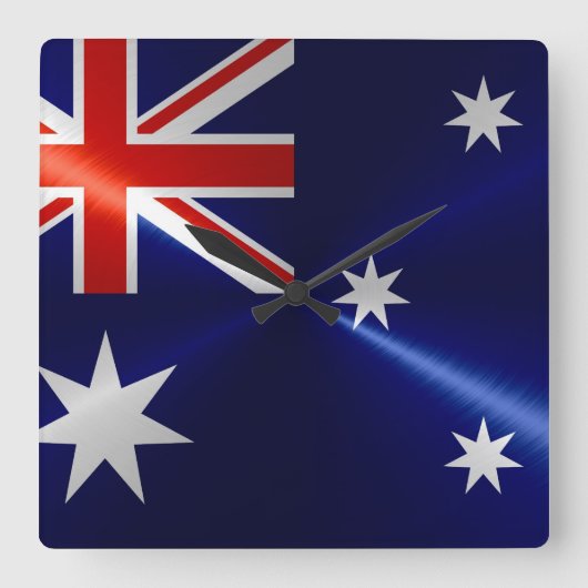Australia Flag Metallic Metal Vierkante Klok (Voorkant)