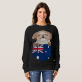 Australia Flag Shih Tzu Dog In Pocket Trui (Voorkant volledig)