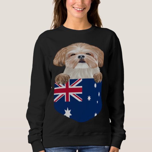 Australia Flag Shih Tzu Dog In Pocket Trui (Voorkant)