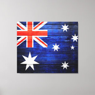 Australia Flag  Wood Canvas Afdruk