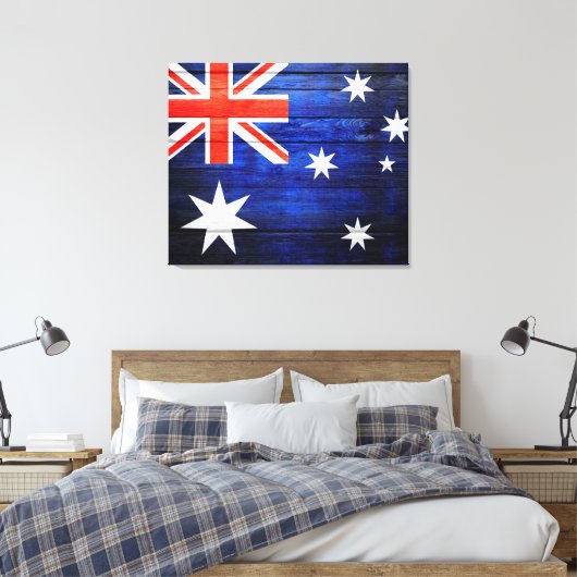 Australia Flag  Wood Canvas Afdruk (Insitu (Slaapkamer))