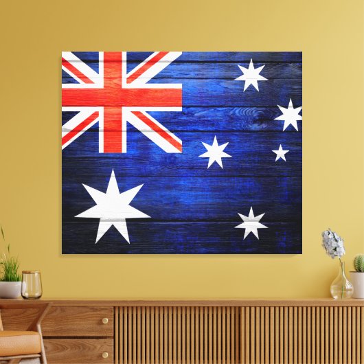 Australia Flag  Wood Canvas Afdruk (Insitu (Woonkamer))