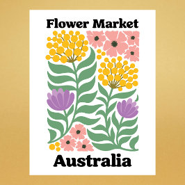 Australia Flower Market Golden Wattle Pink Blossom Briefkaart