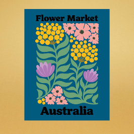 Australia Flower Market Golden Wattle Pink Blossom Briefkaart