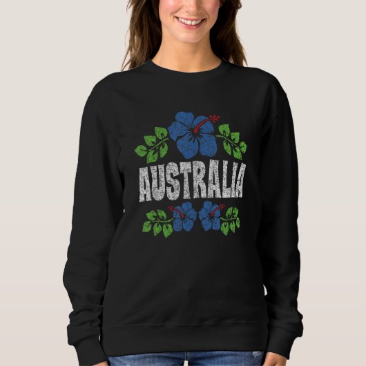 Australia Flowers Distressed Color Print Trui (Voorkant)