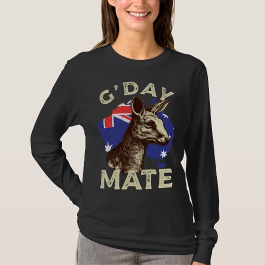 Australia G day Mate Kangaroo Aussie Australian Fl T-shirt (Voorkant)
