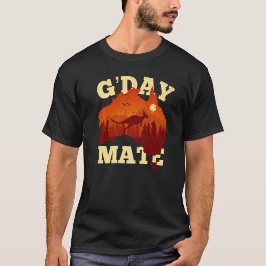 Australia G'Day Mate Australian Flag Aussie Map 1 T-shirt (Voorkant)