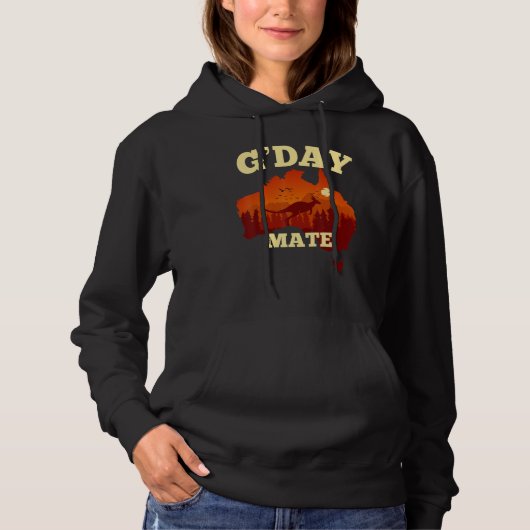 Australia G'Day Mate   Australian Flag Aussie Map Hoodie (Voorkant)