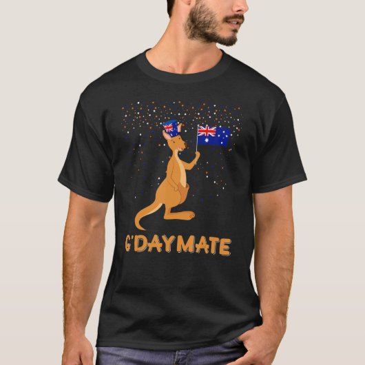 Australia G'day Mate Funny Kangaroo Australian Sym T-shirt (Voorkant)