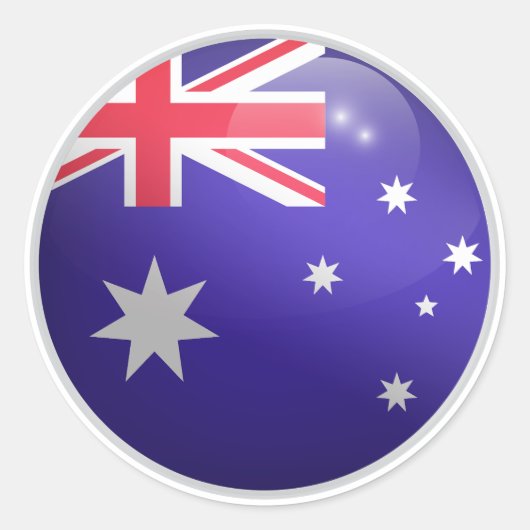Australia Glossy Circle Flag Ronde Sticker (Voorkant)