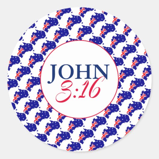 AUSTRALIA God zo hield van de wereld John 3:16 Ronde Sticker (Voorkant)