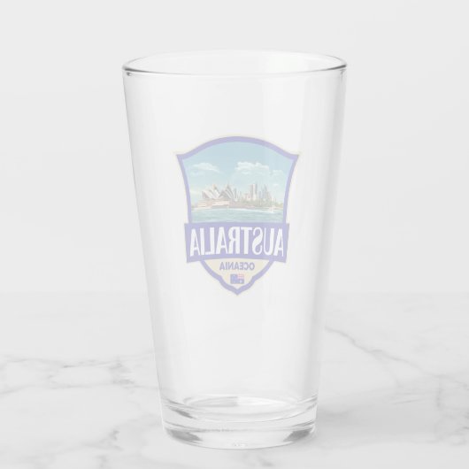 Australia Illustration Retro Badge Glas (Achterkant)