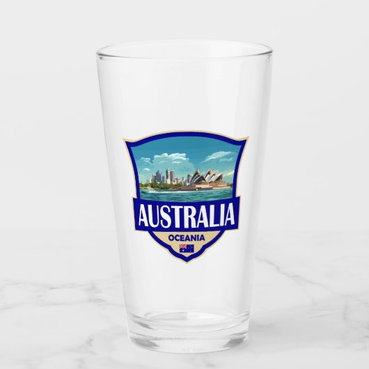 Australia Illustration Retro Badge Glas (Voorkant)