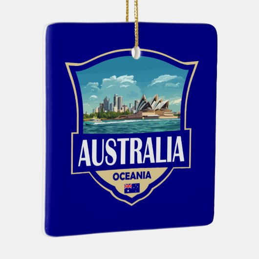 Australia Illustration Retro Badge Keramisch Ornament (Rechts)