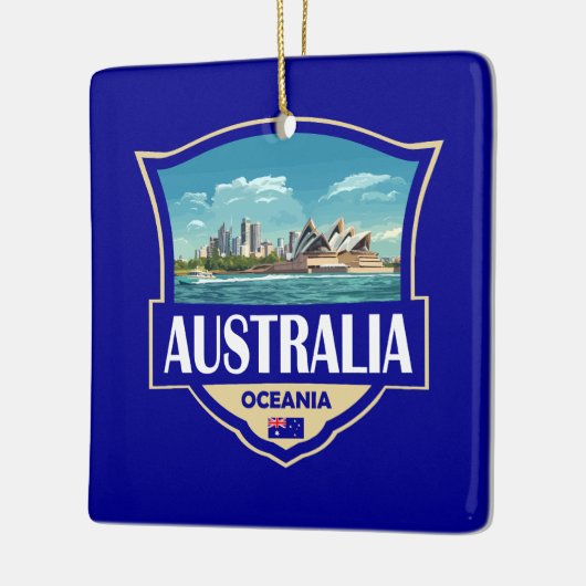 Australia Illustration Retro Badge Keramisch Ornament (Links)