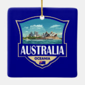 Australia Illustration Retro Badge Keramisch Ornament (Achterkant)