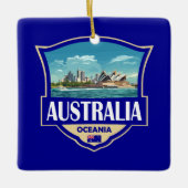 Australia Illustration Retro Badge Keramisch Ornament (Voorkant)