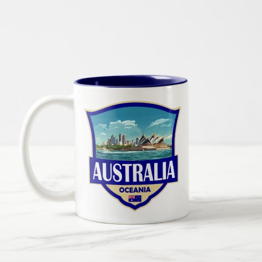 Australia Illustration Retro Badge Tweekleurige Koffiemok (Links)