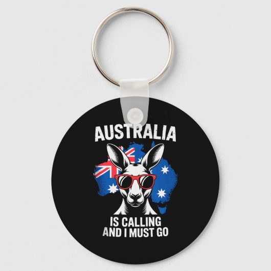 Australia Is Calling And I Must Go Kangaroo Outbac Sleutelhanger (Voorkant)