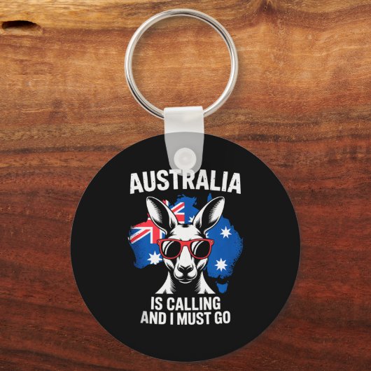 Australia Is Calling And I Must Go Kangaroo Outbac Sleutelhanger (Voorkant)