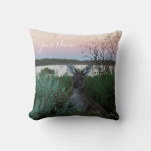 Australia Kangaroo Animal Wildlife Sunset Natuur Kussen