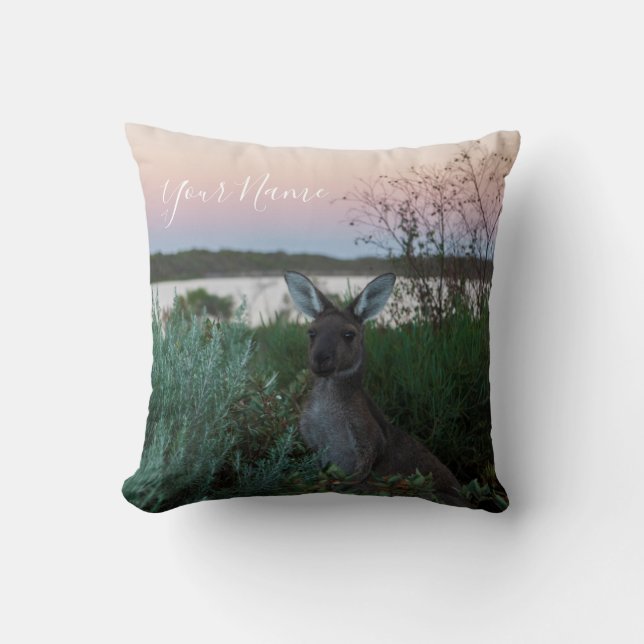 Australia Kangaroo Animal Wildlife Sunset Natuur Kussen (Voorkant)