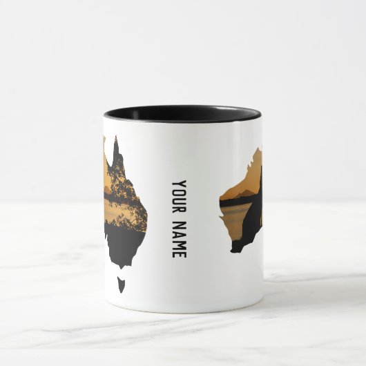 Australia Kangaroo bij Sunset Black White Gold Mok (Midden)