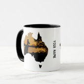 Australia Kangaroo bij Sunset Black White Gold Mok (Voorkant links)