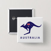 AUSTRALIA KANGAROO FLAG VIERKANTE BUTTON 5,1 CM (Voorkant /achterkant)