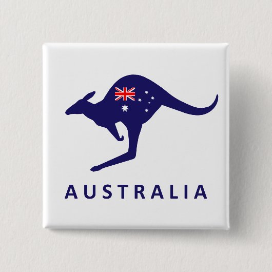 AUSTRALIA KANGAROO FLAG VIERKANTE BUTTON 5,1 CM (Voorkant)