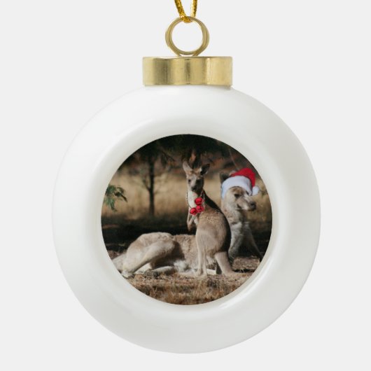 Australia Kangaroo Kerstmis Keramische Bal Ornament (Voorkant)