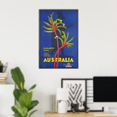 Australia Kangaroo Paws Vintage Travel Poster (Thuiskantoor)