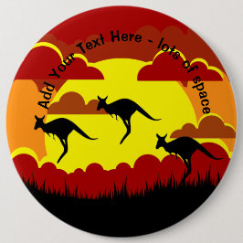 Australia Kangaroo Red Black Yellow Large Badge Ronde Button 6,0 Cm