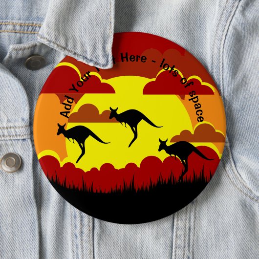 Australia Kangaroo Red Black Yellow Large Badge Ronde Button 6,0 Cm (In situ)