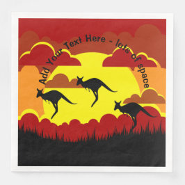 Australia Kangaroo Red Black Yellow Serviette Servet
