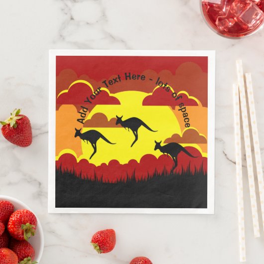 Australia Kangaroo Red Black Yellow Serviette Servet (Insitu)
