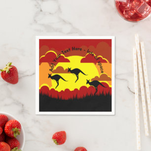 Australia Kangaroo Red Black Yellow Serviette Servet
