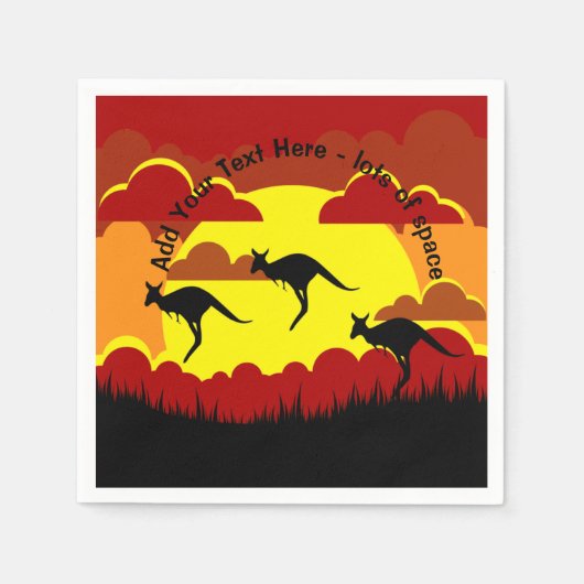 Australia Kangaroo Red Black Yellow Serviette Servet (Voorkant)