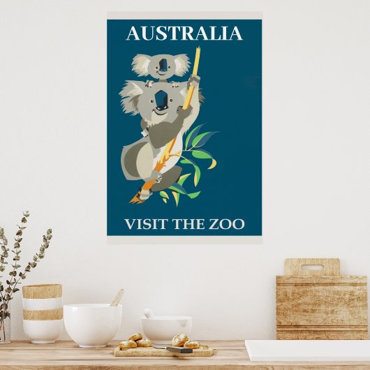 Australia Koala Beer bezoekt het dierentuin Poster (Keuken)