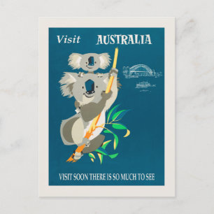 Australia Koala Beer Vintage Travel Poster Briefkaart