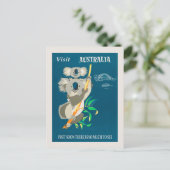 Australia Koala Beer Vintage Travel Poster Briefkaart (Staand voorkant)