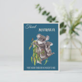 Australia Koala Beer Vintage Travel Poster Briefkaart (Staand voorkant)