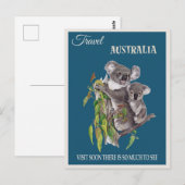 Australia Koala Beer Vintage Travel Poster Briefkaart (Voorkant / Achterkant)