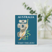 Australia Koala Beer Vintage Travel Poster Briefkaart (Staand voorkant)