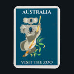 Australia Koala Beer Vintage Travel Poster Magneet<br><div class="desc">Voeg wat flair toe aan je decor met dit schattige Australië Bezoek de dierentuin van het klassieke poster magnet met een retro koala beer illustratie!</div>