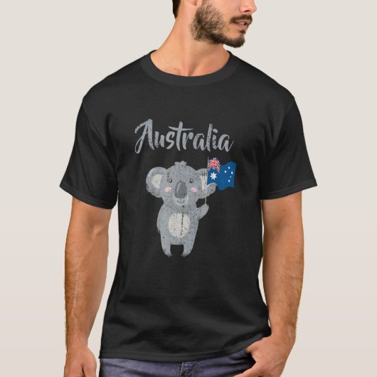 Australia Koala Flag Straya Outback Sydney Melbour T-shirt (Voorkant)