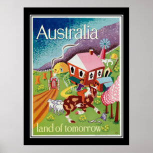 Australia Land of Tomorrow Vintage Poster