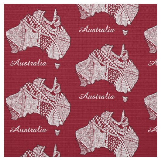 Australia Map Art Doodle Stof (Swatch)