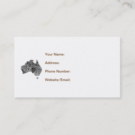 Australia Map Art Doodle Visitekaartje (Voorkant)