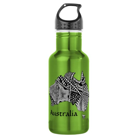 Australia Map Art Doodle Waterfles (Voorkant)